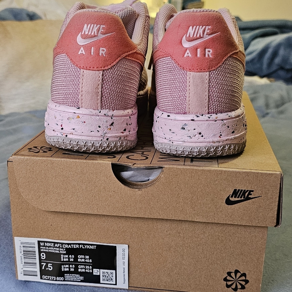 Women's Size 9 Nike AF1 Pink Crater Flyknit Sneakers - Picture 2 of 10